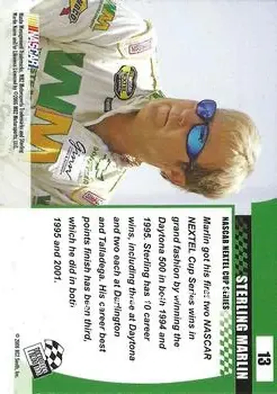 2006 Press Pass Optima #13 - Sterling Marlin - MB2 Motorsports - Back