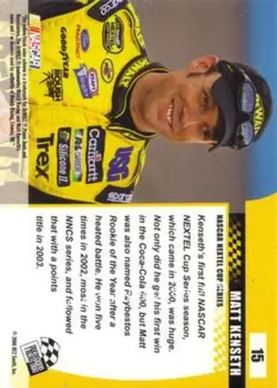 2006 Press Pass Optima #15 - Matt Kenseth - Roush Racing - Back