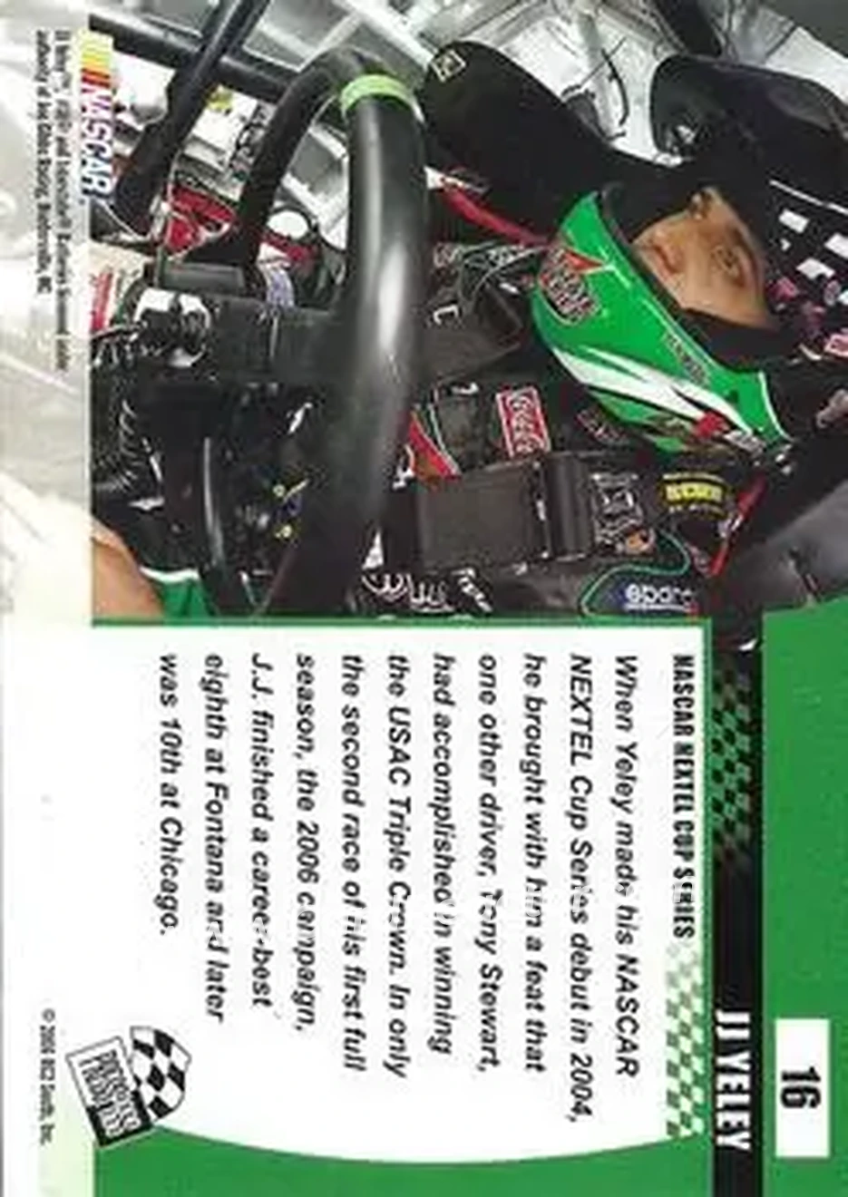 2006 Press Pass Optima #16 - J.J. Yeley - Joe Gibbs Racing - Back