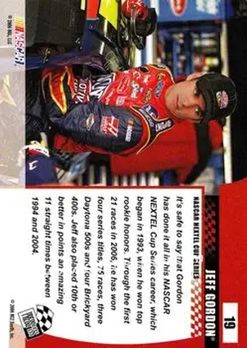 2006 Press Pass Optima #19 - Jeff Gordon - Hendrick Motorsports - Back