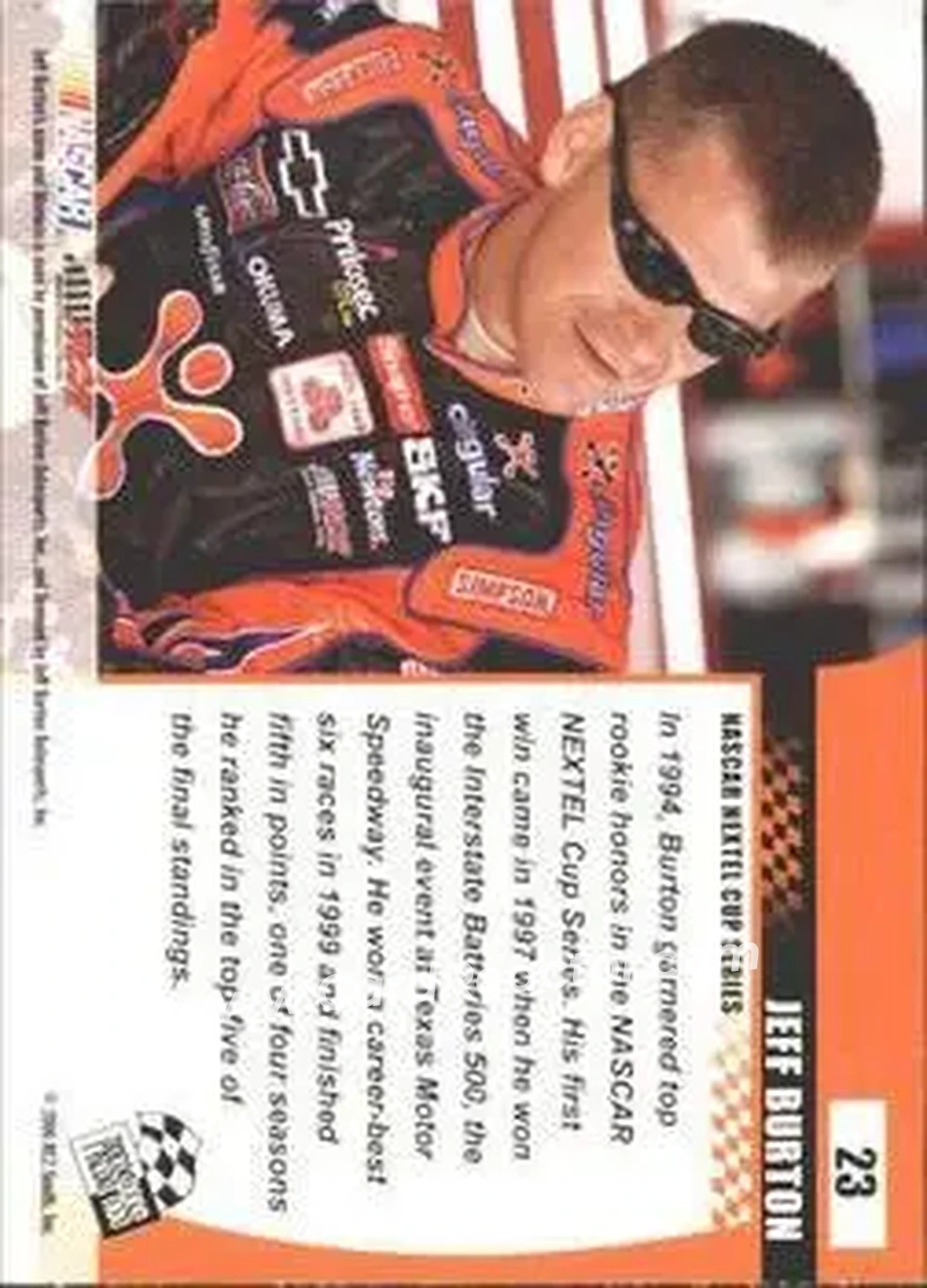 2006 Press Pass Optima #23 - Jeff Burton - Richard Childress Racing - Back