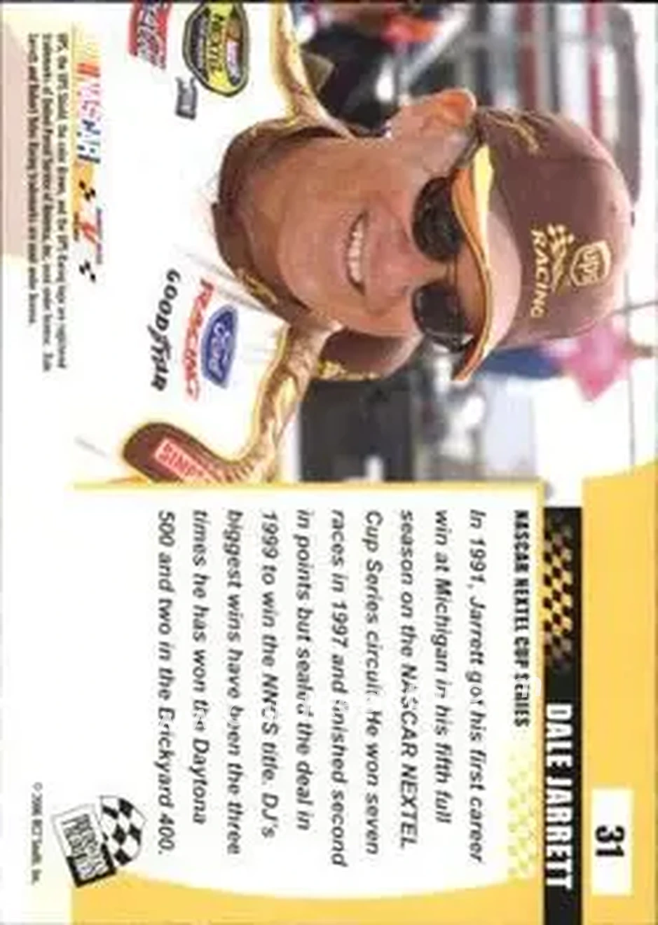 2006 Press Pass Optima #31 - Dale Jarrett - Robert Yates Racing - Back