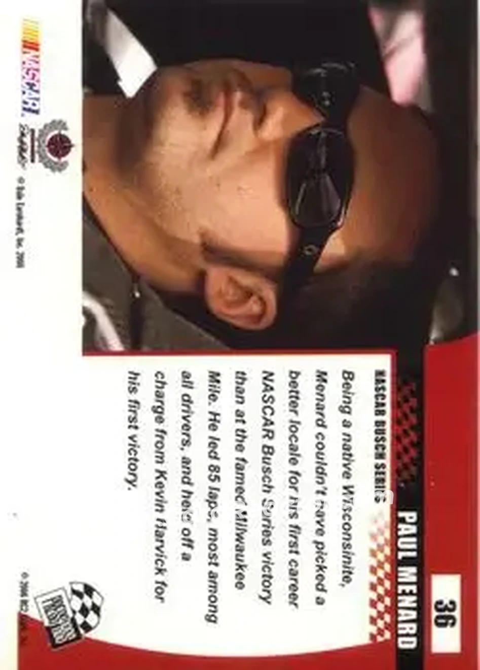 2006 Press Pass Optima #36 - Paul Menard - Dale Earnhardt Inc. - Back