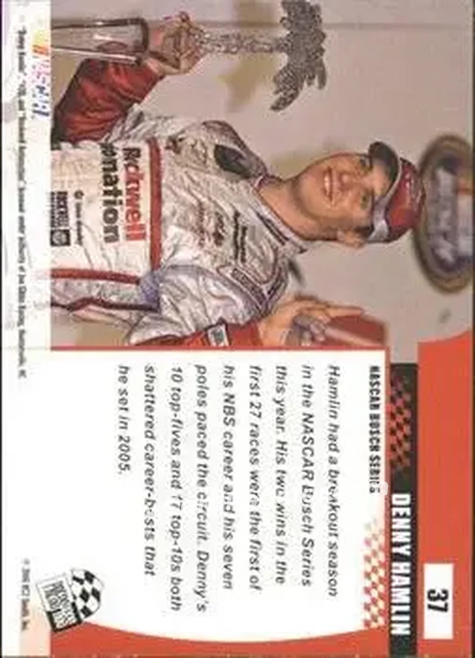 2006 Press Pass Optima #37 - Denny Hamlin - Joe Gibbs Racing - Back