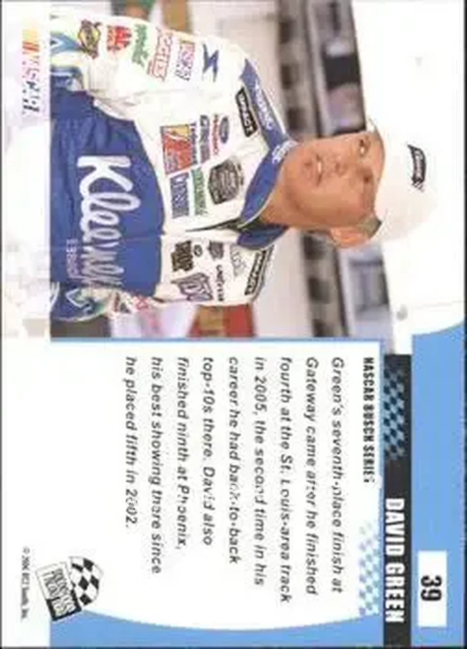 2006 Press Pass Optima #39 - David Green - Brewco Motorsports - Back