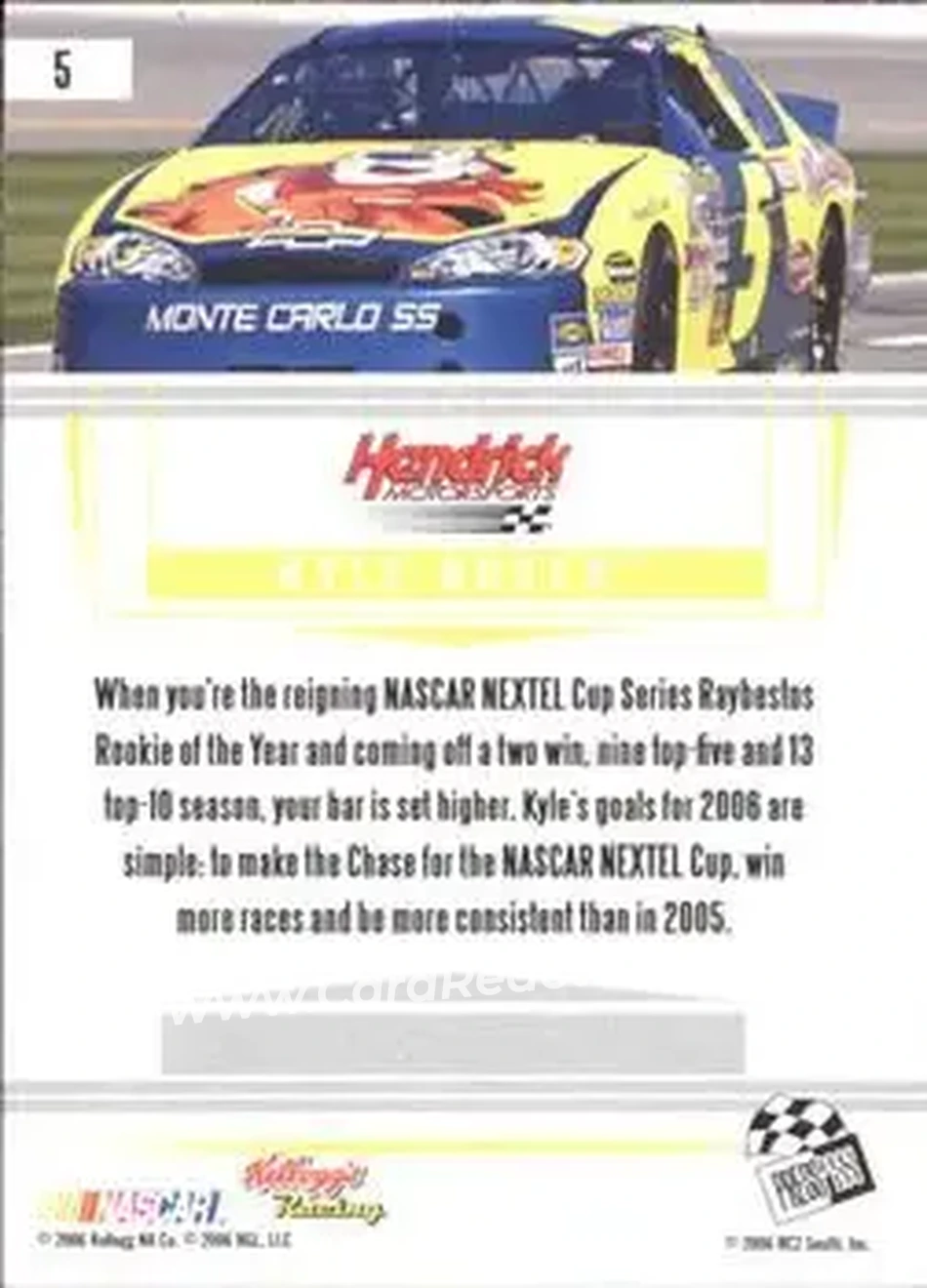 2006 Press Pass Premium #5 - Kyle Busch - Hendrick Motorsports - Back