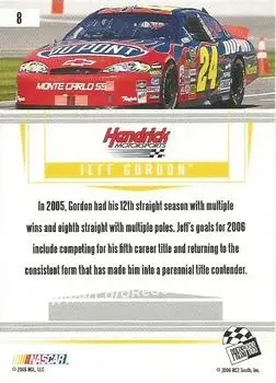 2006 Press Pass Premium #8 - Jeff Gordon - Hendrick Motorsports - Back
