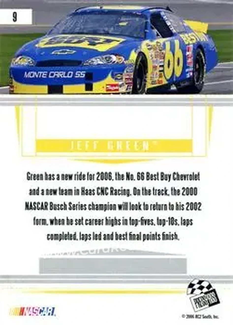 2006 Press Pass Premium #9 - Jeff Green - Haas CNC Racing - Back