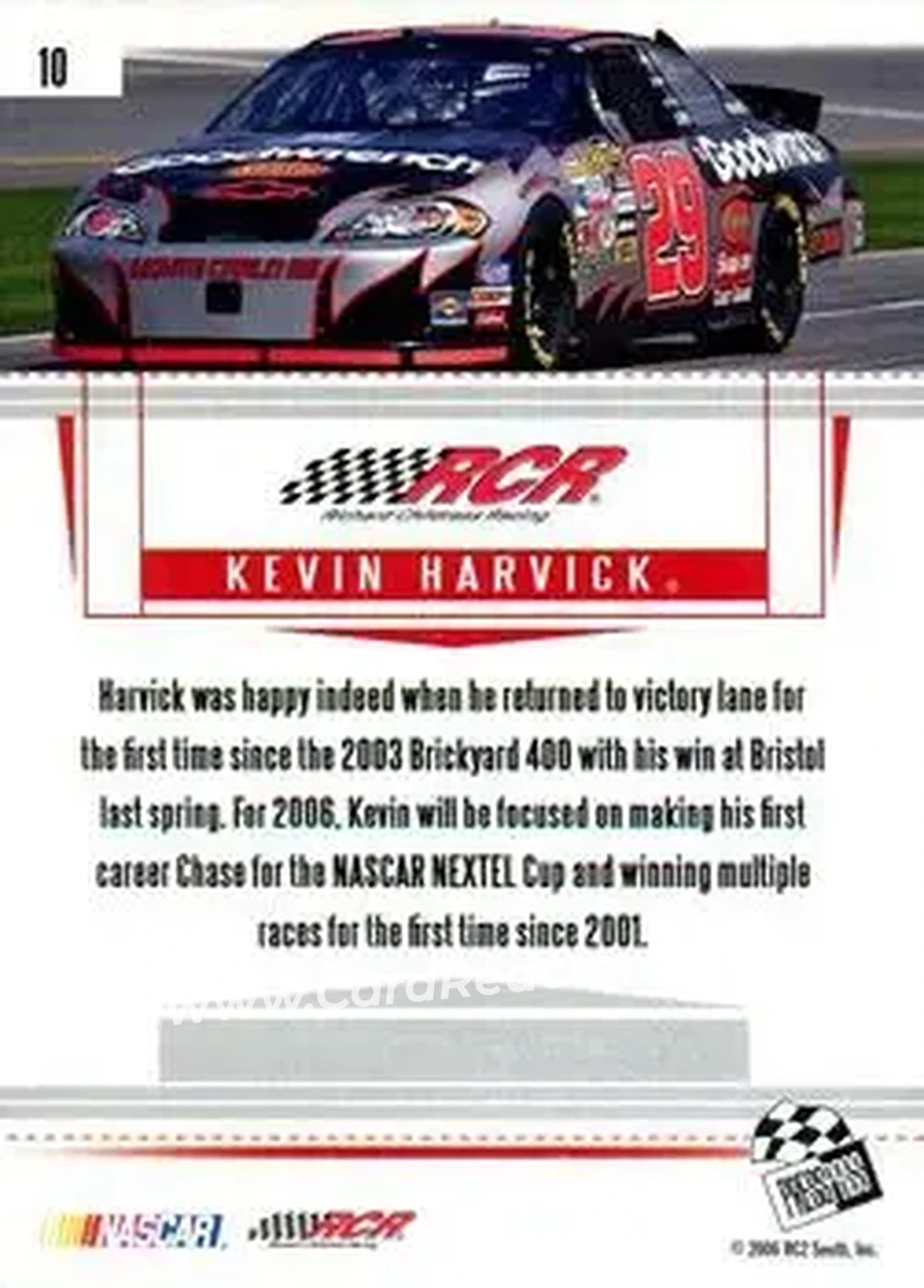 2006 Press Pass Premium #10 - Kevin Harvick - Richard Childress Racing - Back