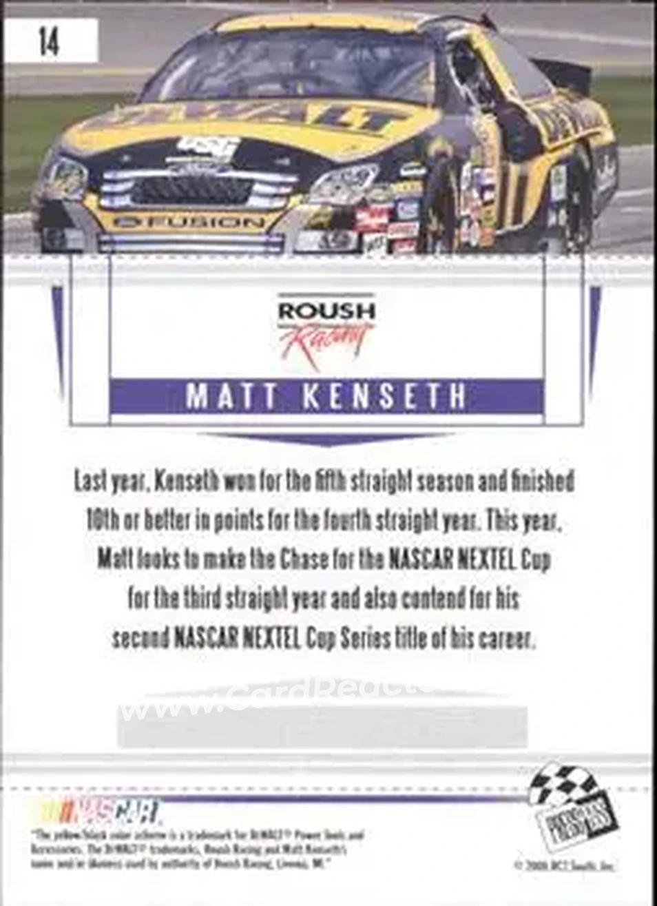 2006 Press Pass Premium #14 - Matt Kenseth - Roush Racing - Back