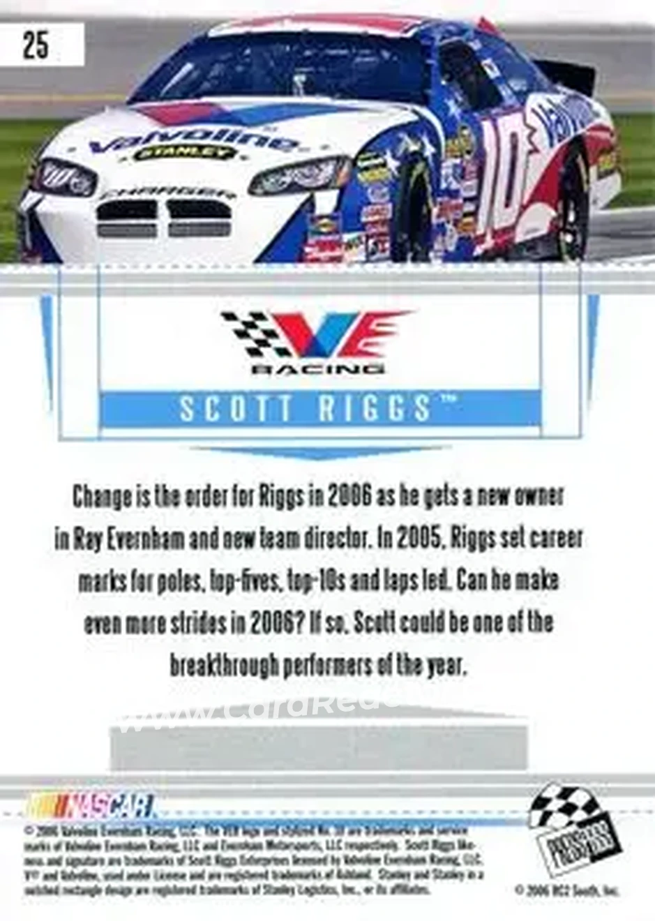 2006 Press Pass Premium #25 - Scott Riggs - Evernham Motorsports - Back