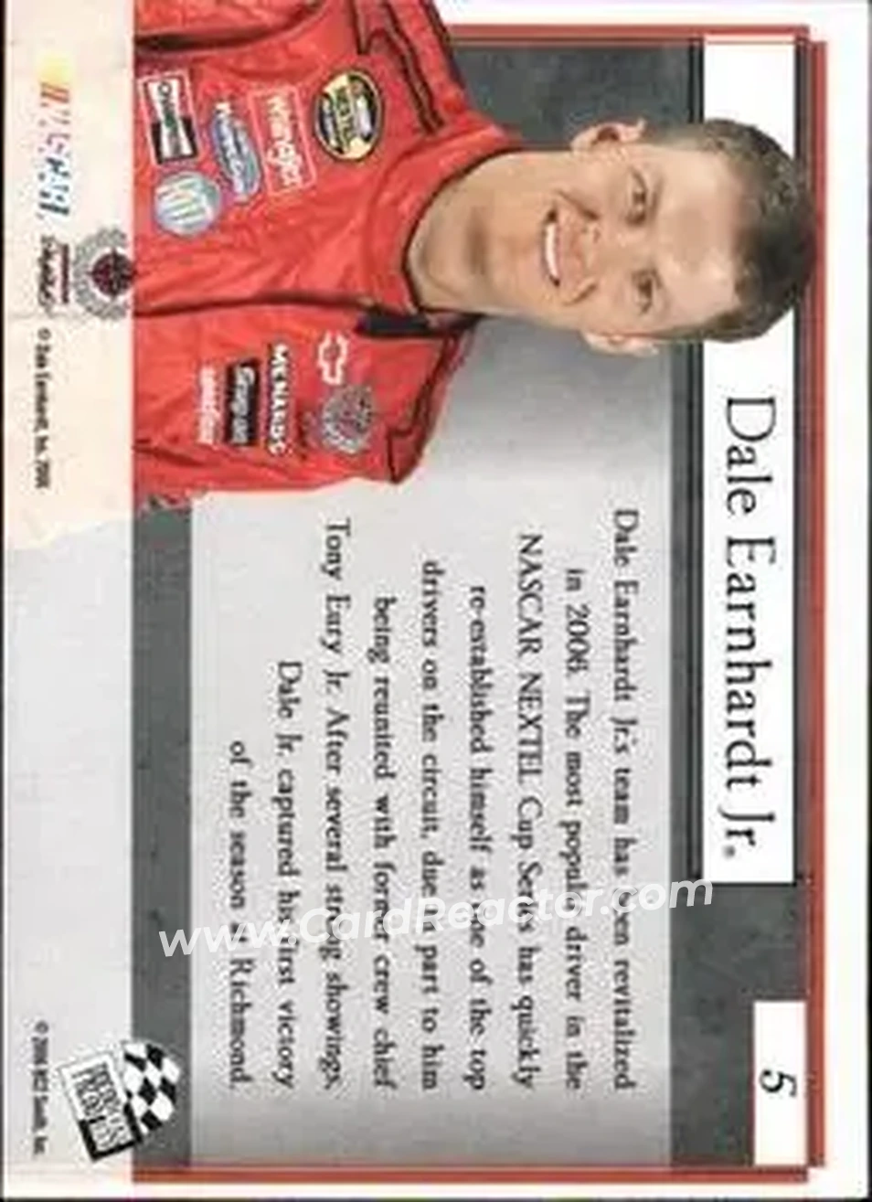 2006 Press Pass VIP #5 - Dale Earnhardt Jr - Dale Earnhardt Inc. - Back
