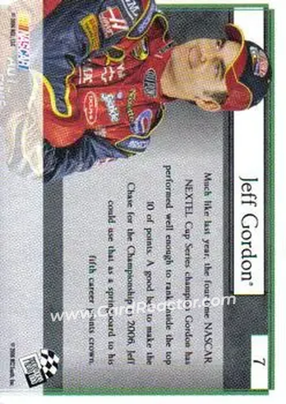 2006 Press Pass VIP #7 - Jeff Gordon - Hendrick Motorsports - Back
