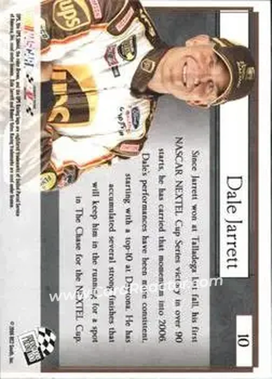 2006 Press Pass VIP #10 - Dale Jarrett - Robert Yates Racing - Back