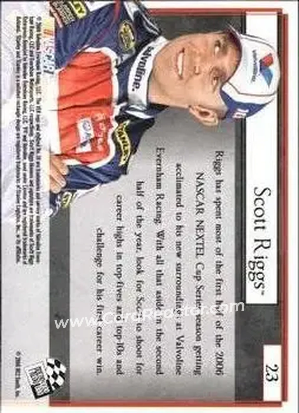 2006 Press Pass VIP #23 - Scott Riggs - Evernham Motorsports - Back