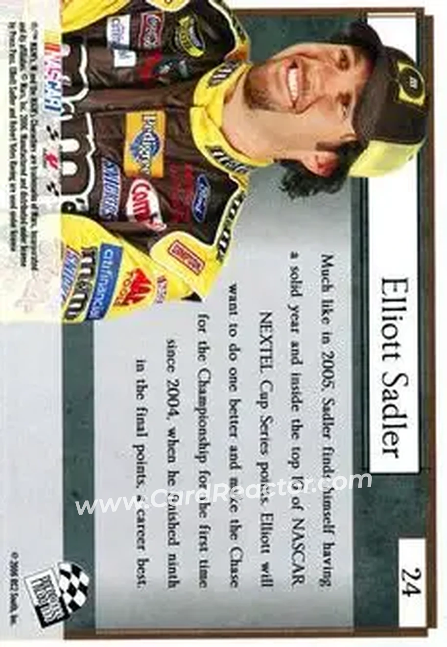 2006 Press Pass VIP #24 - Elliott Sadler - Robert Yates Racing - Back