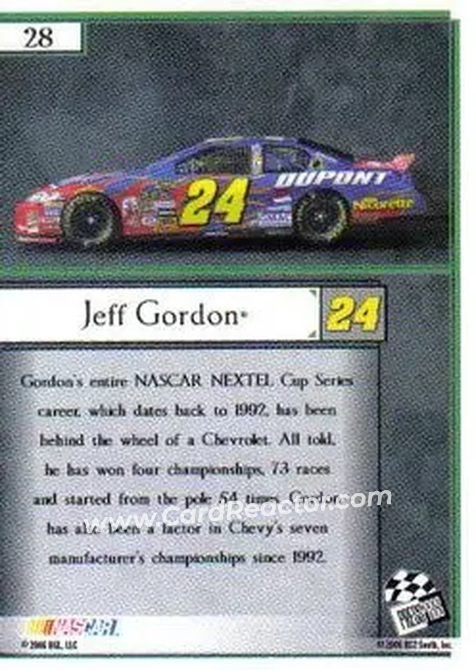 2006 Press Pass VIP #28 - Jeff Gordon - Hendrick Motorsports - Back