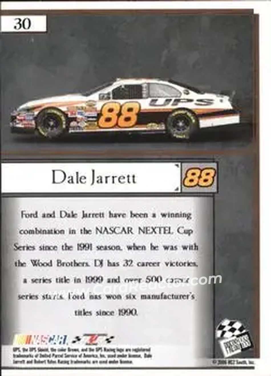 2006 Press Pass VIP #30 - Dale Jarrett - Robert Yates Racing - Back
