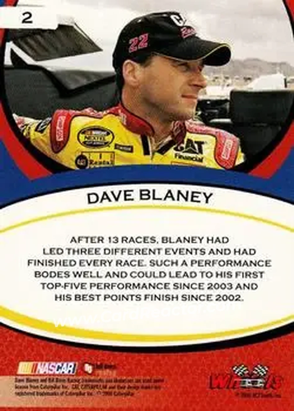 2006 Wheels American Thunder #2 - Dave Blaney - Bill Davis Racing - Back