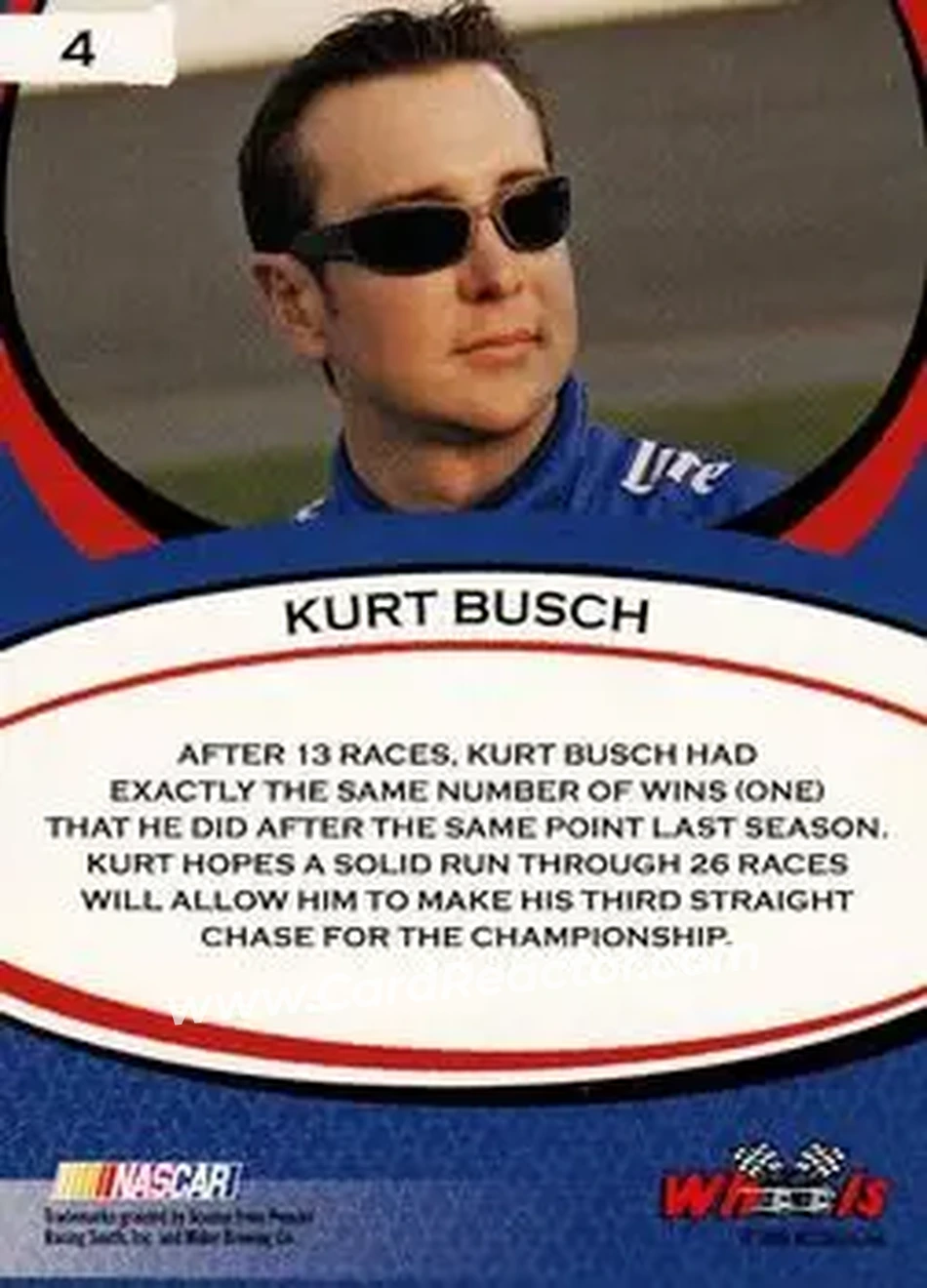 2006 Wheels American Thunder #4 - Kurt Busch - Penske Racing South - Back 2006 Wheels American Thunder #4 - Kurt Busch - Penske Racing South - Back