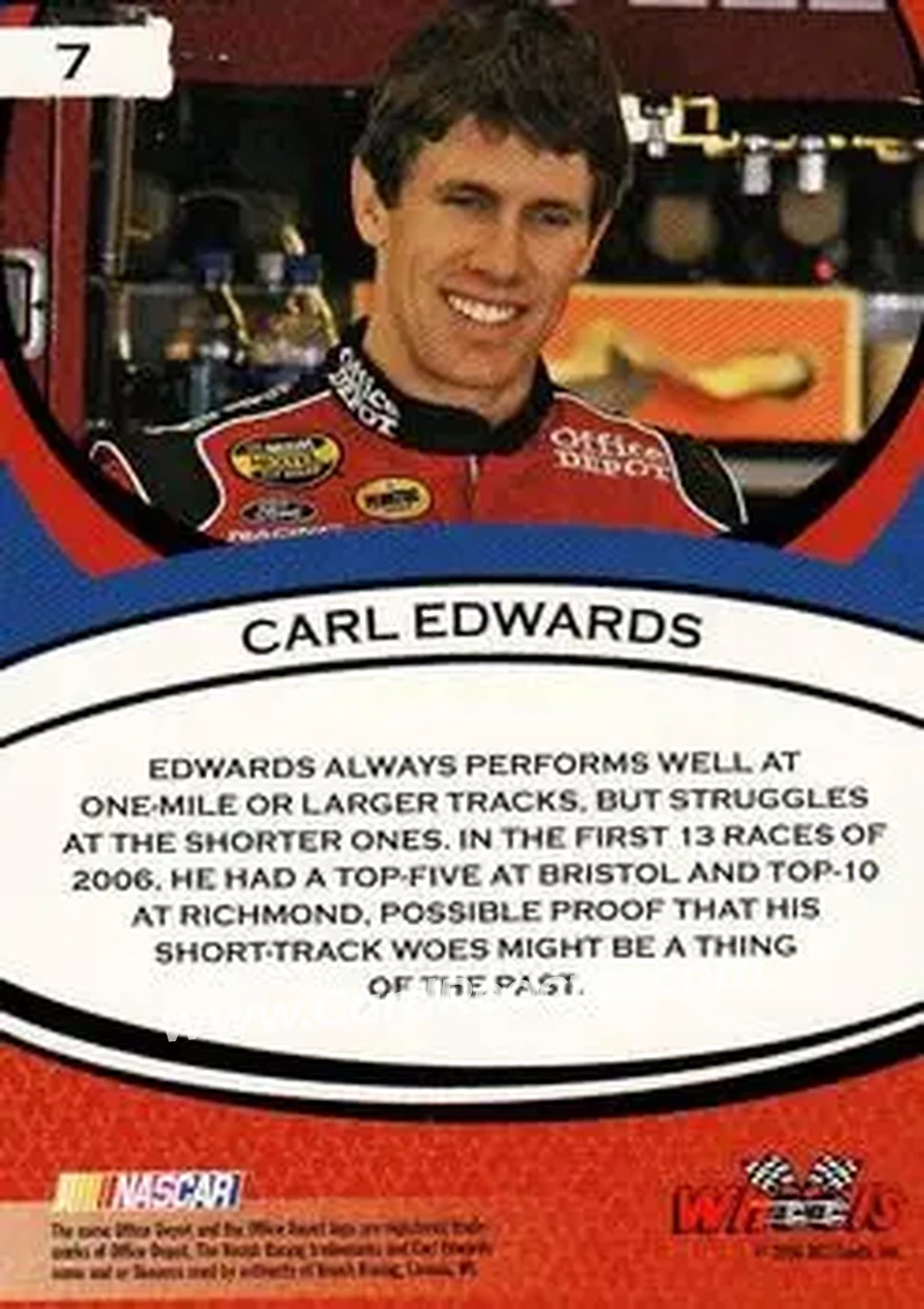 2006 Wheels American Thunder #7 - Carl Edwards - Roush Racing - Back