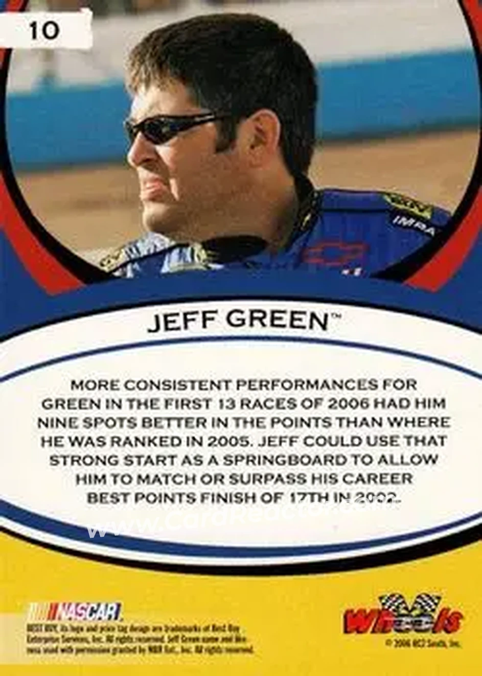 2006 Wheels American Thunder #10 - Jeff Green - Haas CNC Racing - Back