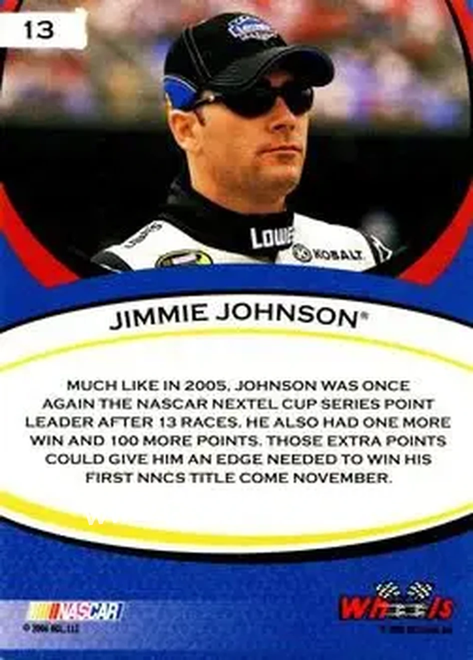 2006 Wheels American Thunder #13 - Jimmie Johnson - Hendrick Motorsports - Back