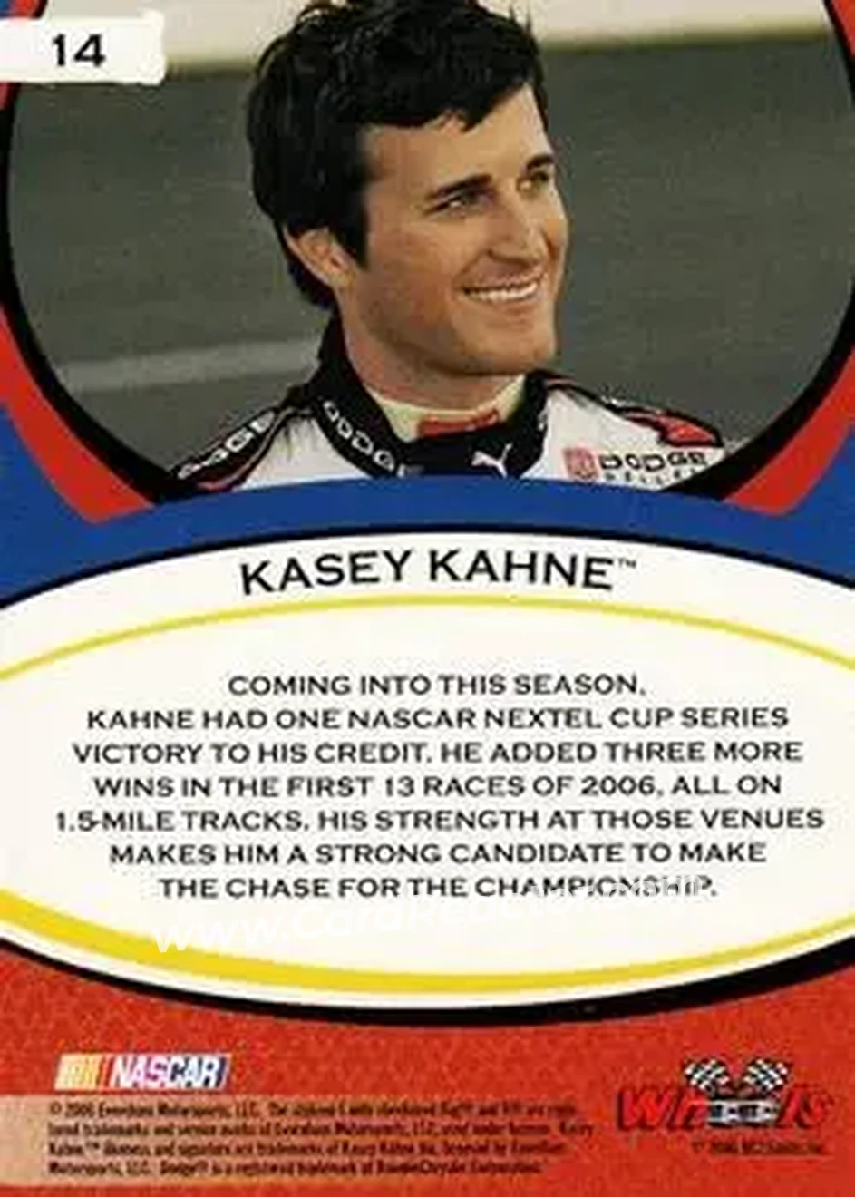 2006 Wheels American Thunder #14 - Kasey Kahne - Evernham Motorsports - Back