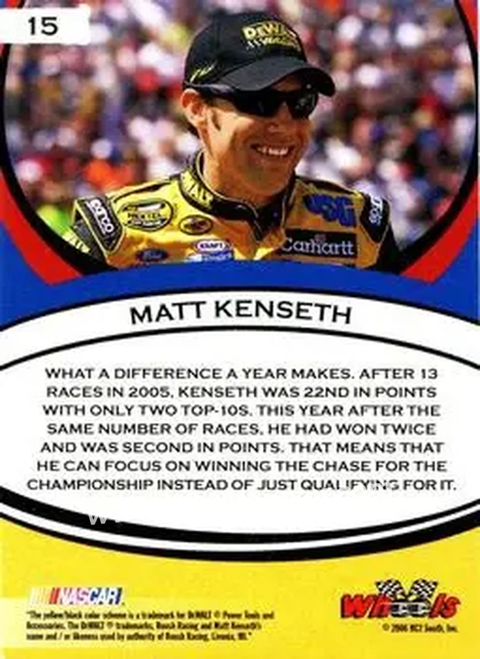 2006 Wheels American Thunder #15 - Matt Kenseth - Roush Racing - Back