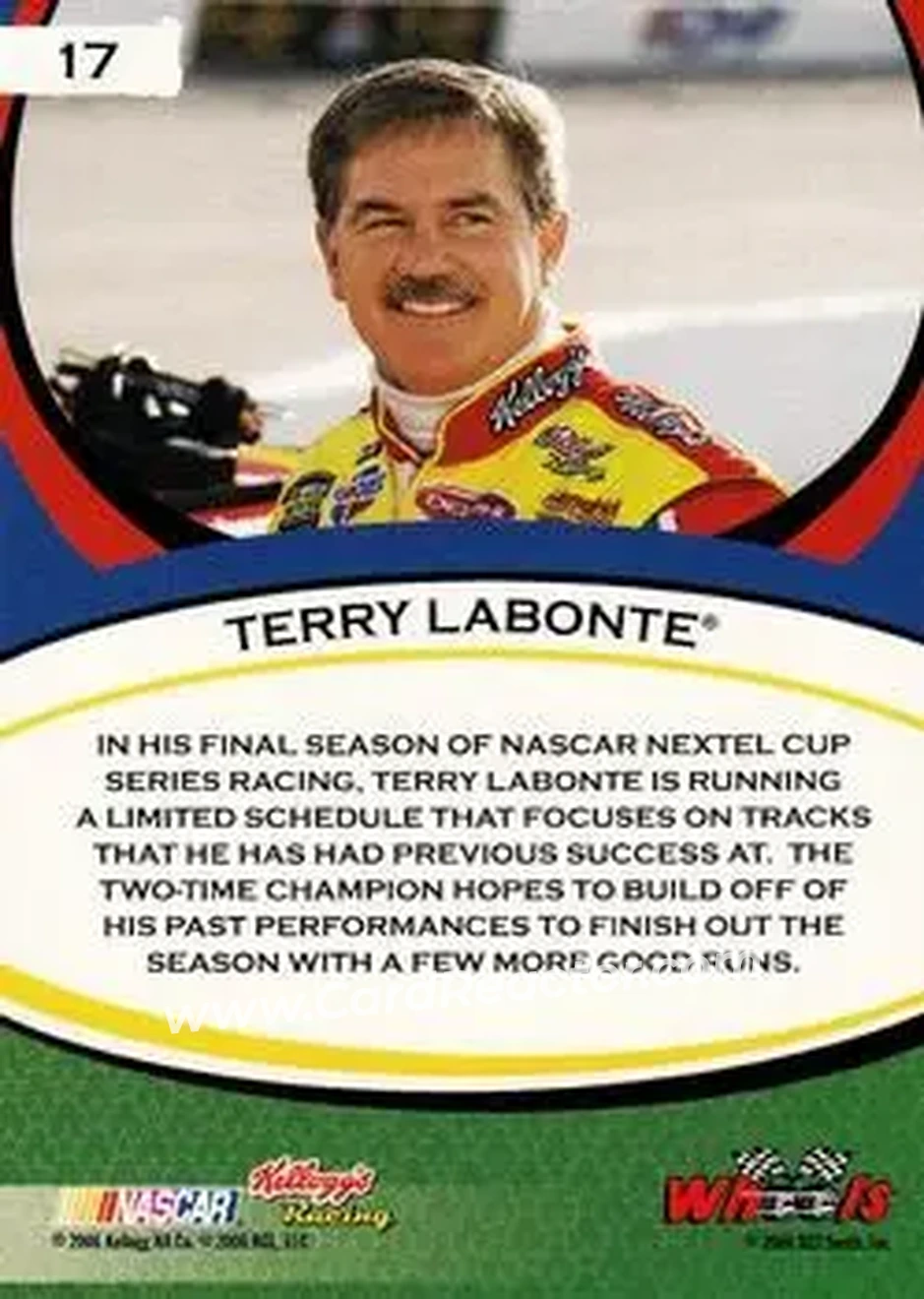 2006 Wheels American Thunder #17 - Terry Labonte - Hendrick Motorsports - Back