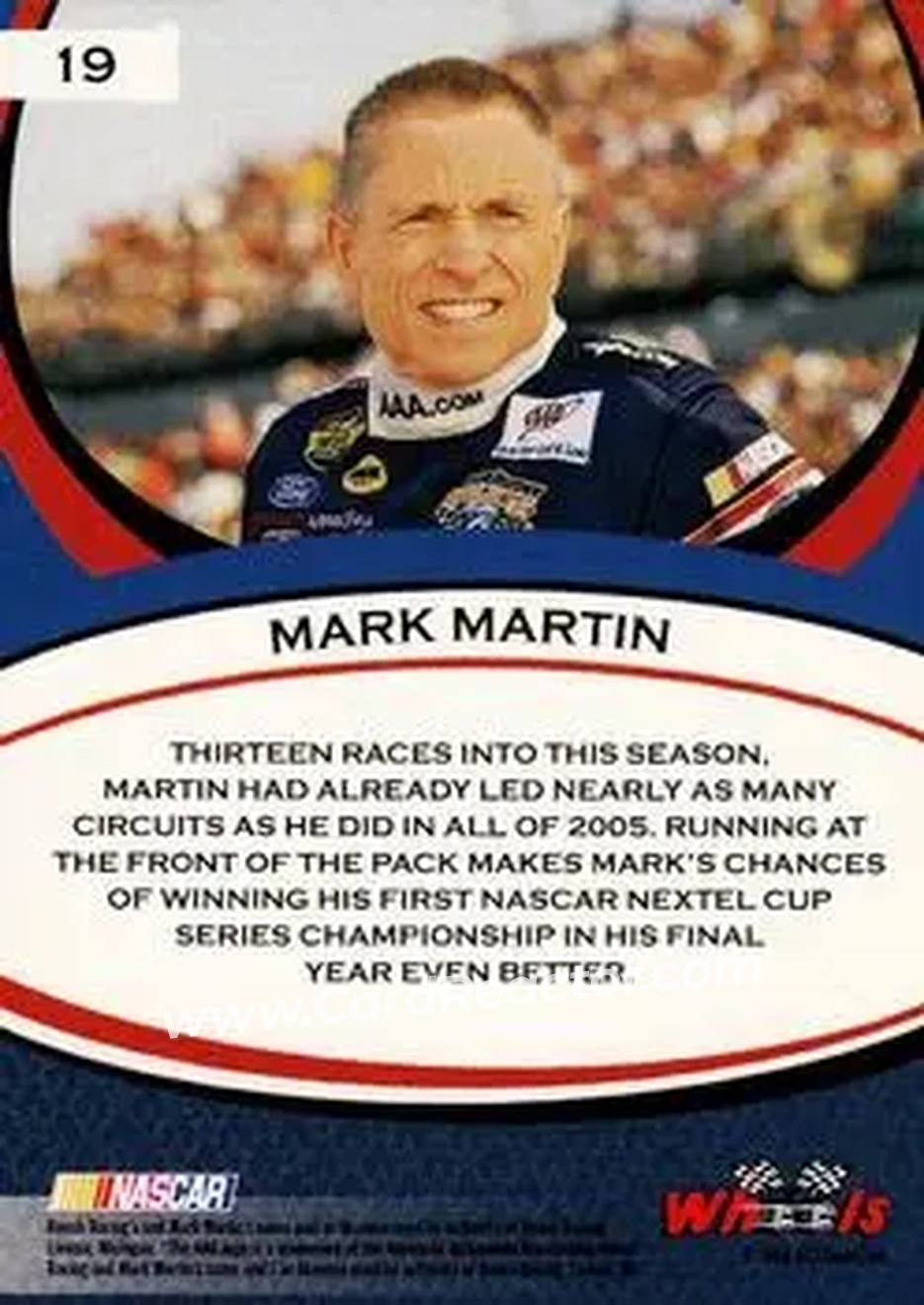 2006 Wheels American Thunder #19 - Mark Martin - Roush Racing - Back