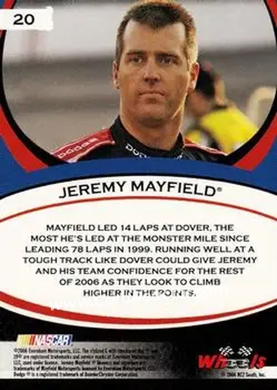 2006 Wheels American Thunder #20 - Jeremy Mayfield - Evernham Motorsports - Back 2006 Wheels American Thunder #20 - Jeremy Mayfield - Evernham Motorsports - Back