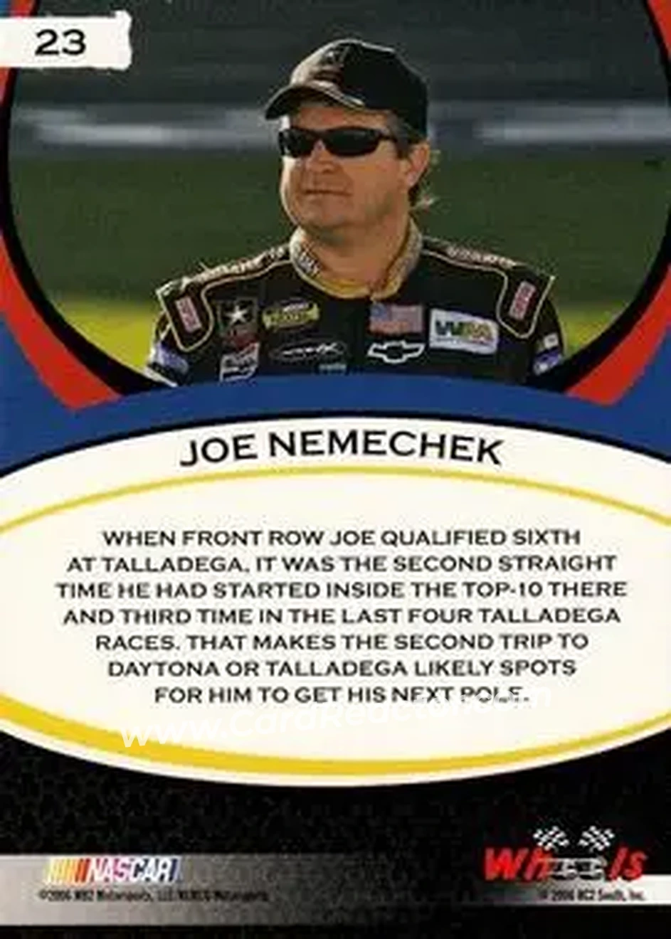 2006 Wheels American Thunder #23 - Joe Nemechek - MB2 Motorsports - Back