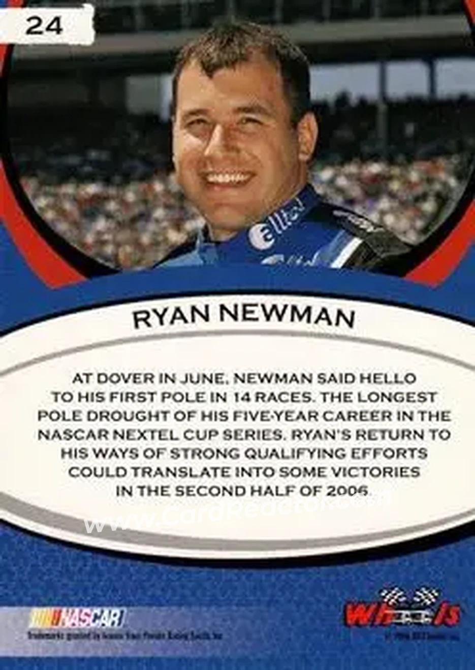 2006 Wheels American Thunder #24 - Ryan Newman - Penske Racing South - Back