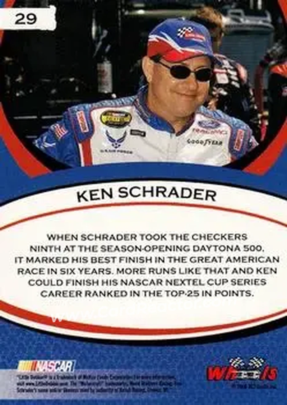 2006 Wheels American Thunder #29 - Ken Schrader - Wood Brothers Racing - Back 2006 Wheels American Thunder #29 - Ken Schrader - Wood Brothers Racing - Back