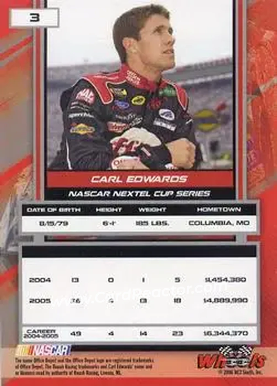 2006 Wheels High Gear #3 - Carl Edwards - Roush Racing - Back