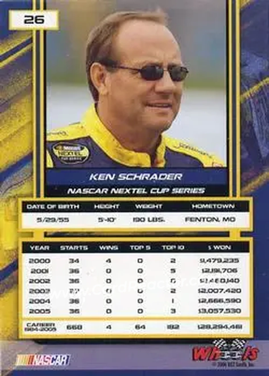 2006 Wheels High Gear #26 - Ken Schrader - BAM Racing - Back