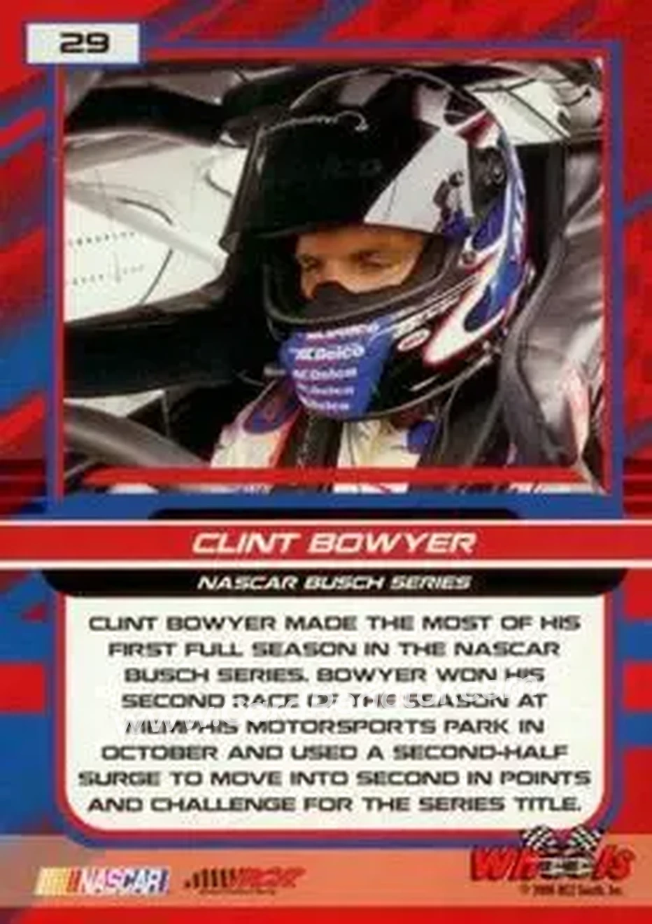 2006 Wheels High Gear #29 - Clint Bowyer - Richard Childress Racing - Back 2006 Wheels High Gear #29 - Clint Bowyer - Richard Childress Racing - Back
