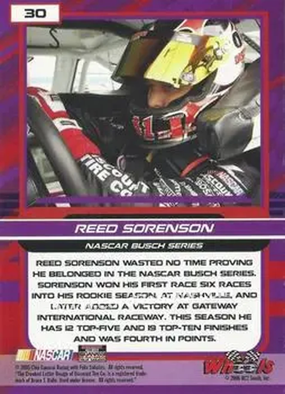 2006 Wheels High Gear #30 - Reed Sorenson - Chip Ganassi Racing with Felix Sabates - Back