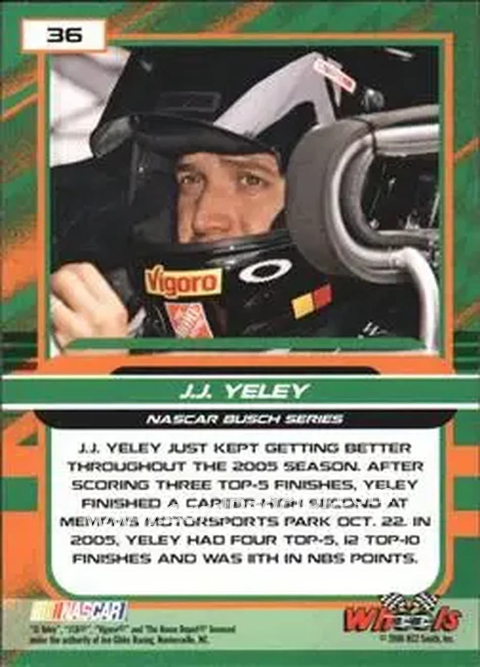 2006 Wheels High Gear #36 - J.J. Yeley - Joe Gibbs Racing - Back