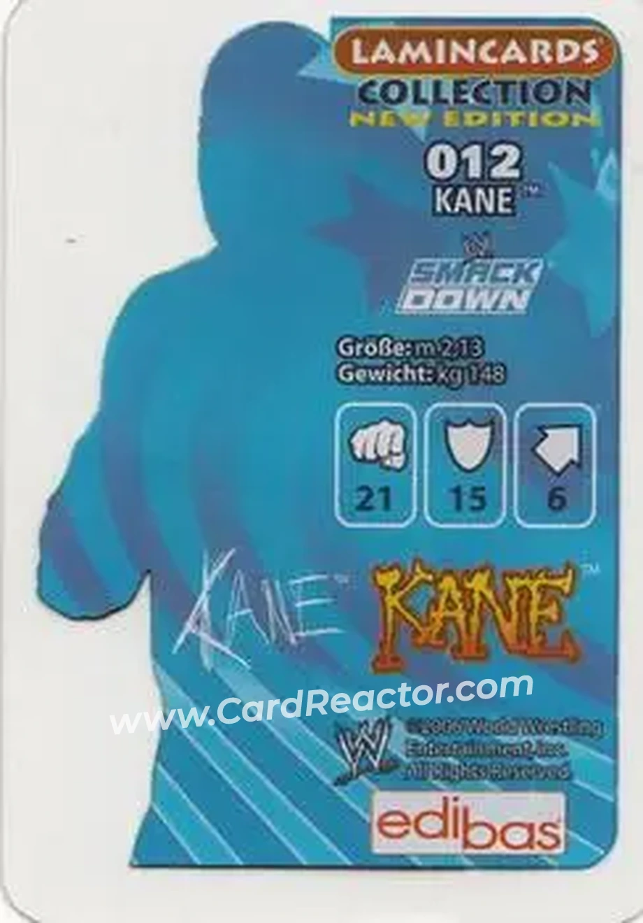 2006 Edibas WWE Lamincards (German) #12 - Kane - Back