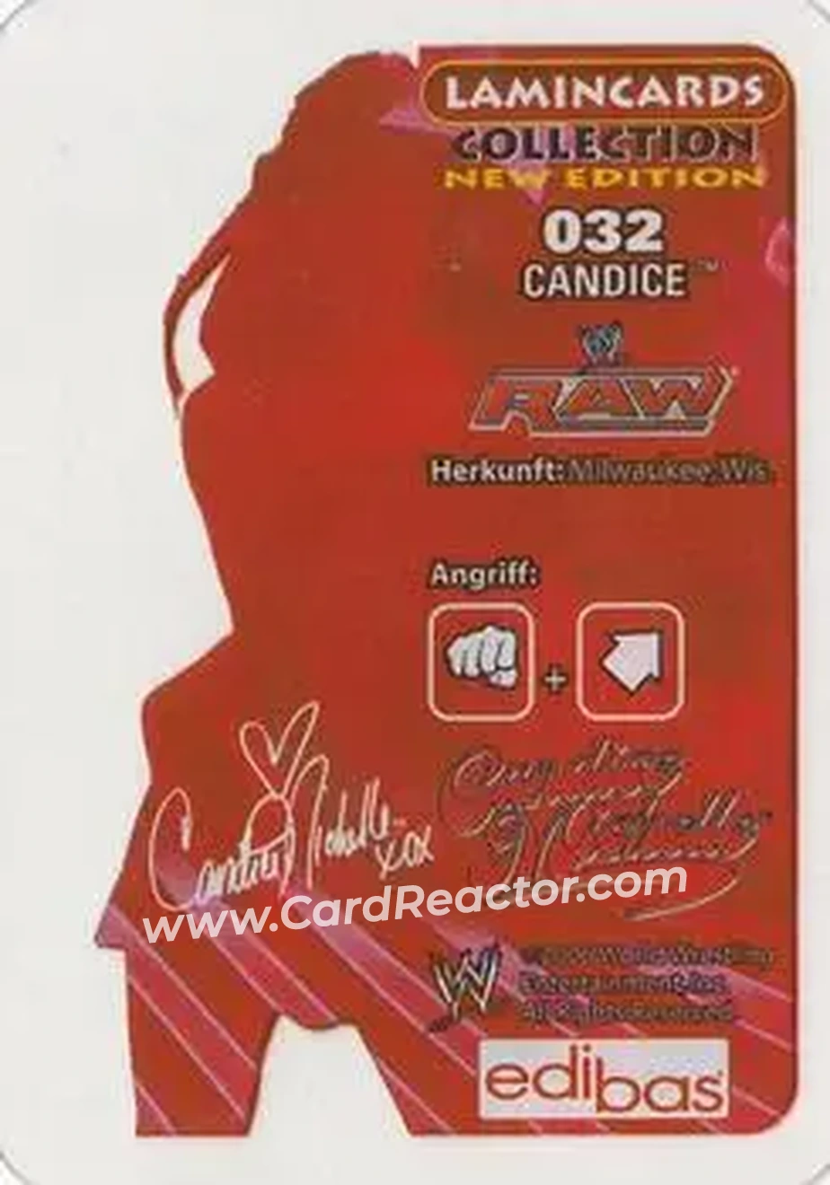 2006 Edibas WWE Lamincards (German) #32 - Candice Michelle - Back
