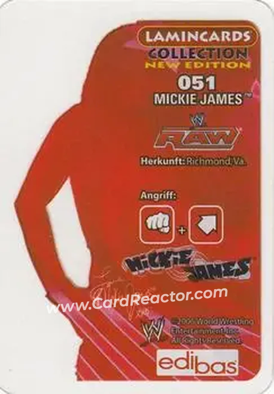 2006 Edibas WWE Lamincards (German) #51 - Mickie James - Back