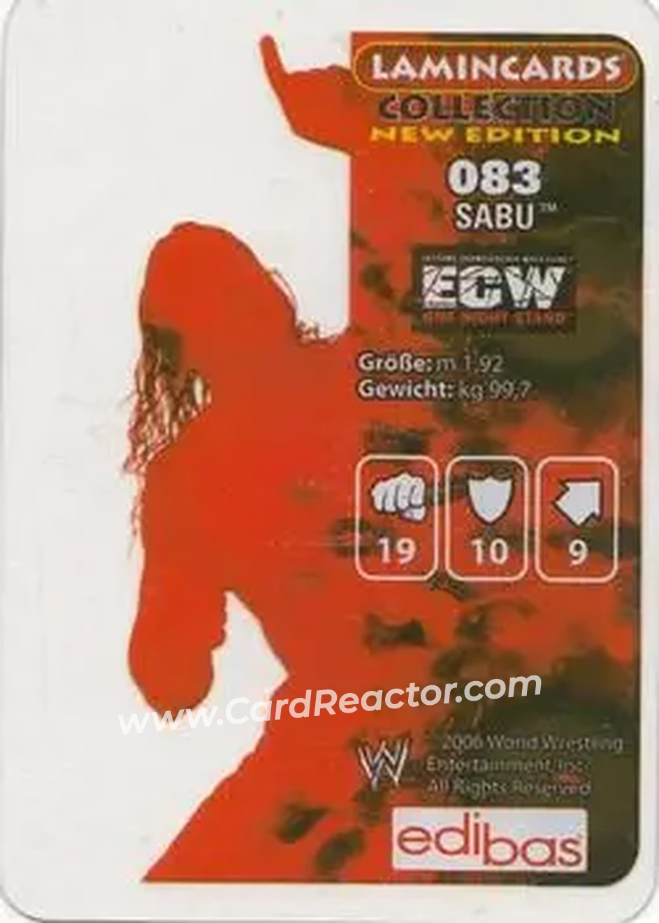 2006 Edibas WWE Lamincards (German) #83 - Sabu - Back