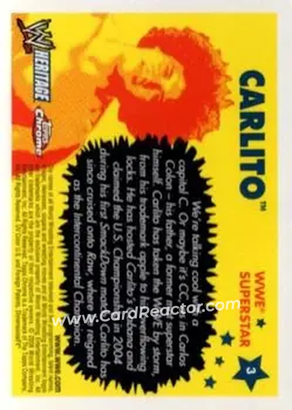 2006 Topps Heritage Chrome WWE #3 - Carlito - Back