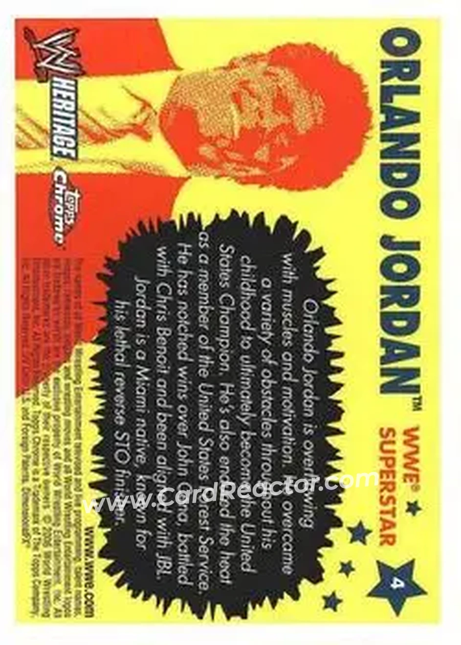 2006 Topps Heritage Chrome WWE #4 - Orlando Jordan - Back