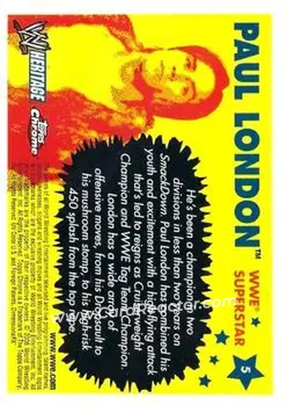 2006 Topps Heritage Chrome WWE #5 - Paul London - Back