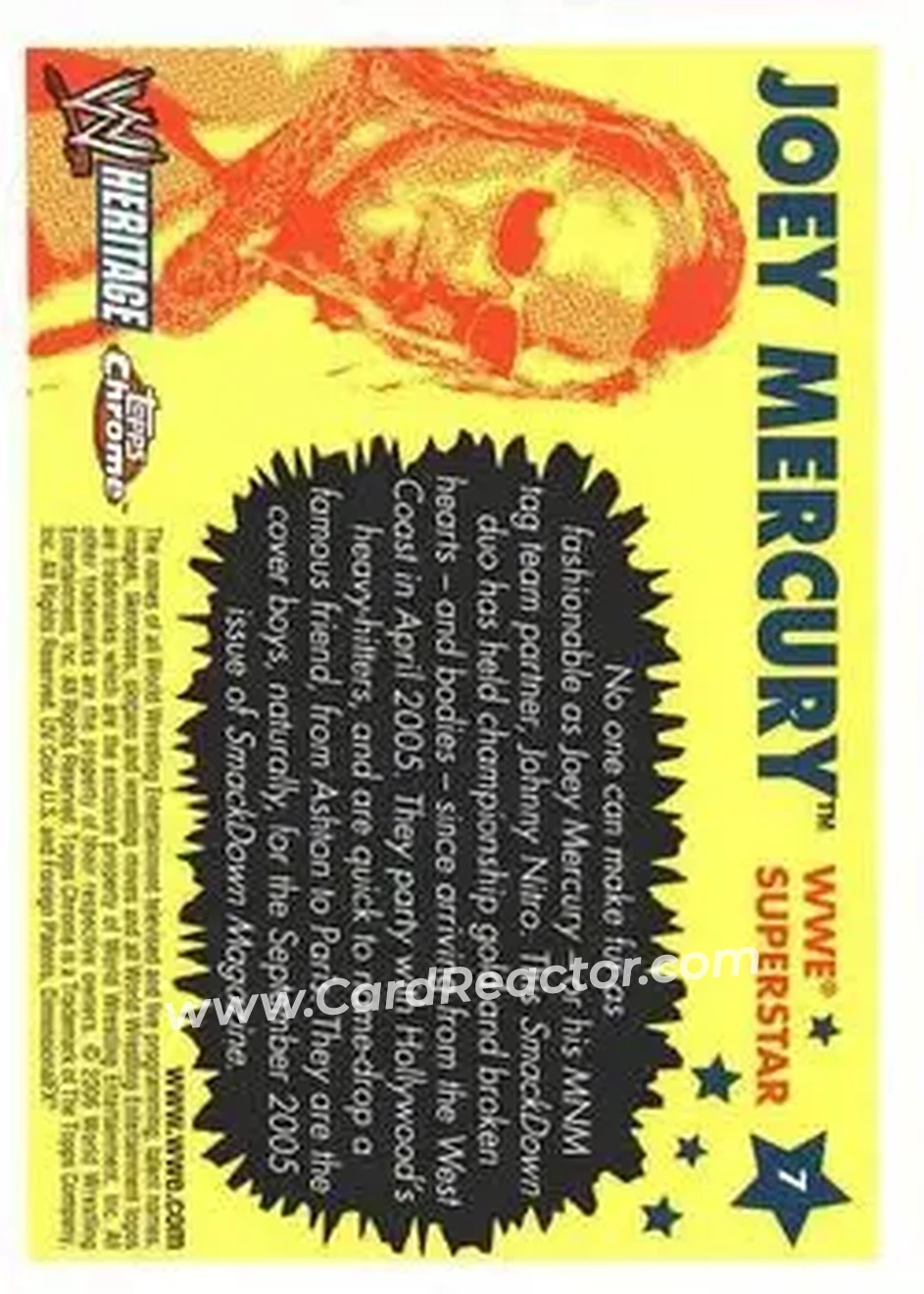 2006 Topps Heritage Chrome WWE #7 - Joey Mercury - Back