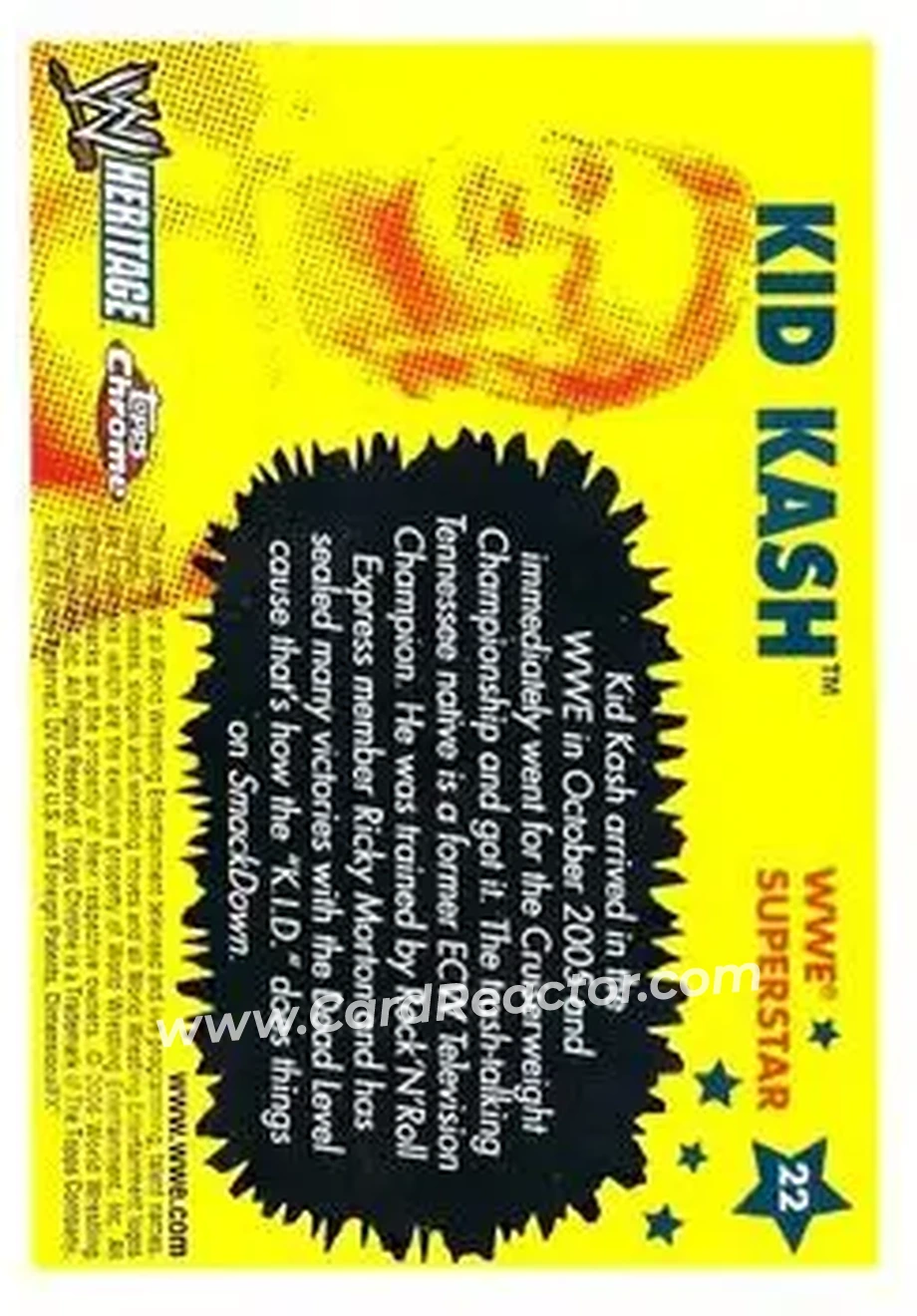 2006 Topps Heritage Chrome WWE #22 - Kid Kash - Back