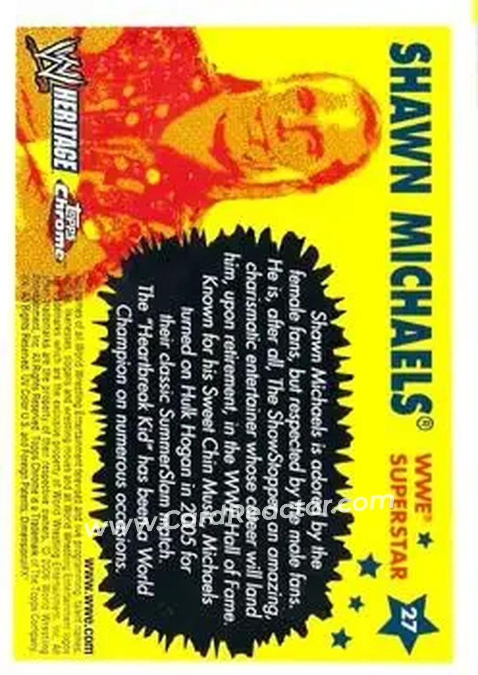 2006 Topps Heritage Chrome WWE #27 - Shawn Michaels - Back